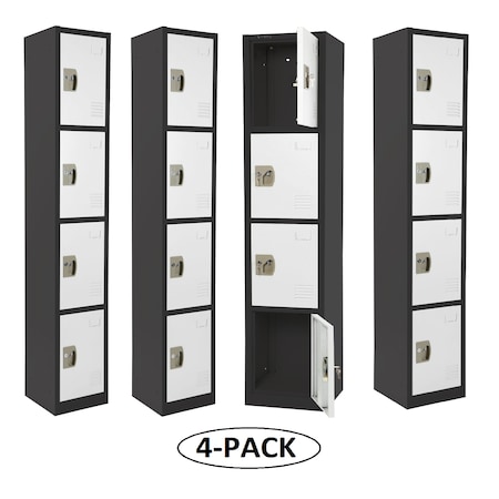 Adiroffice 12 in W, 12 in D, 72 in H, Steel ADI629-204-B-W-PKG-4